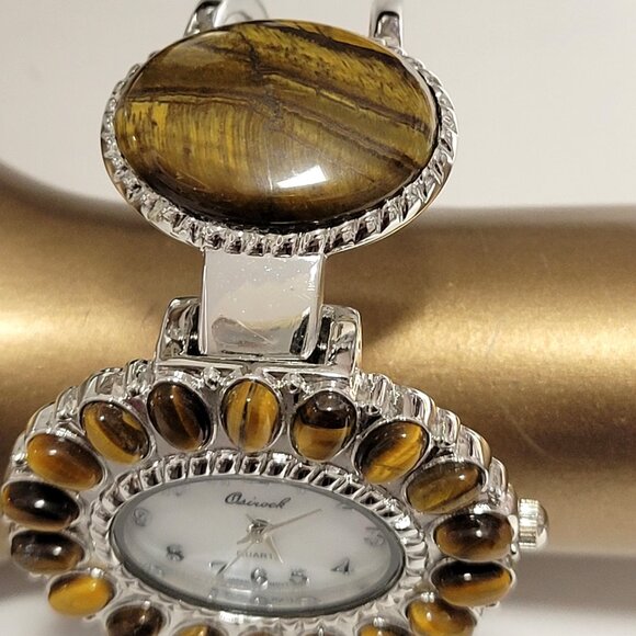 Womens Osirock Brown Stone Cuff Bangle Watch - Picture 10 of 14